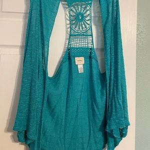 Self-esteem Teal sweater vest with design on back, size XL, great condition